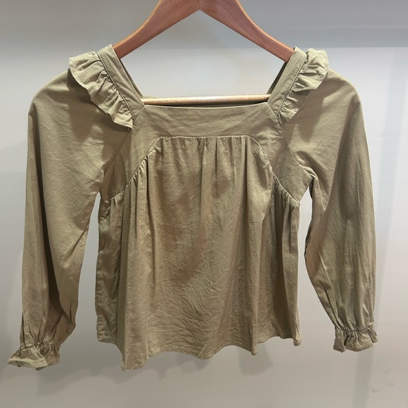 Girls Green Ruffle Selves Top - Picture 1 of 3